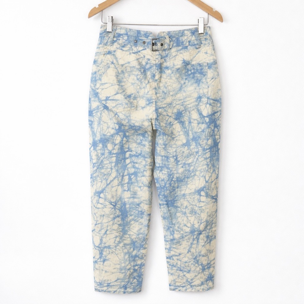 Rachel Comey Blue Cream Abstract Print Jeans Sz 0 High Rise Straight Leg Cotton